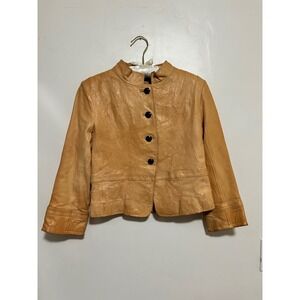 RUEHL No.925 Tan Leather Blazer Jacket Women's Size‎ S